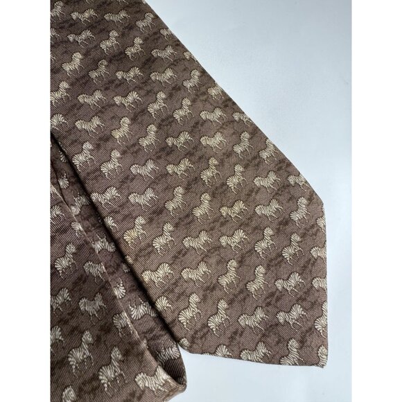 Hermes Silk Zebra Tie Brown 7110 Neutral Classic - Picture 3 of 5